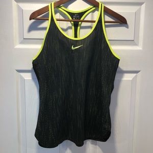 Nike Dri-Fit Mesh Racerback Tank Top Black Yellow